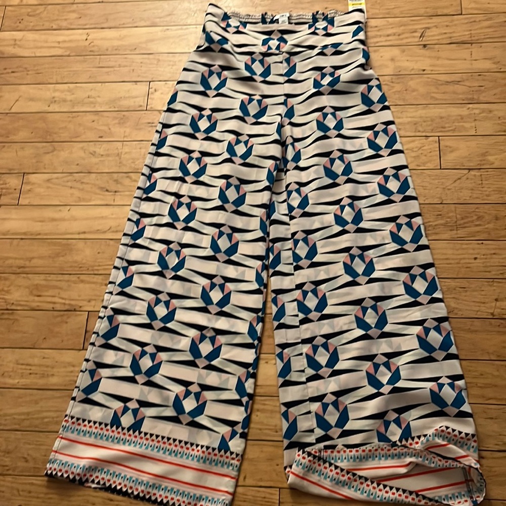 Wide Leg polyester geometric design pants